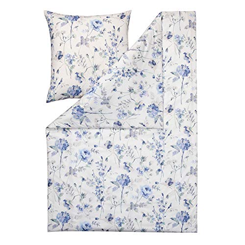 ESTELLA Mako-Batist Bettwäsche Fleur bleu 1 Bettbezug 155 x 220 cm + 1 Kissenbezug 80 x 80 cm von ESTELLA