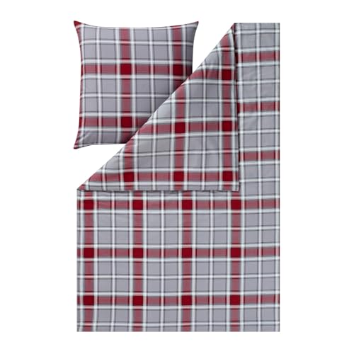 ESTELLA Bettwäsche Quirin 4448 810 Grau Kuschelflanell Karomuster Kariert Quadrate Linien Rot, Größe:155 cm x 220 cm ESTELLA Bettwäsche Quirin 4448 810 Grau Kuschelflanell Karomuster Kariert Quadrate Linien Rot, Größe:155 cm x 220 cm von ESTELLA