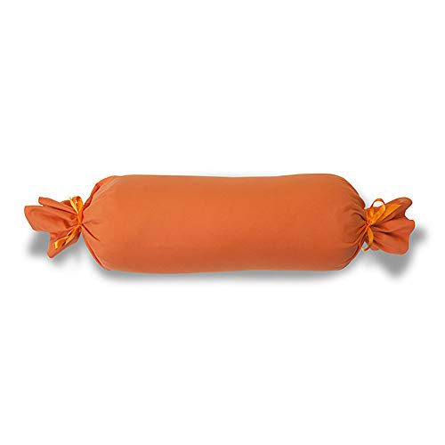 ESTELLA Kissenbezug für Nackenrolle Feinjersey | Terracotta | 15x40 cm | ideale Passform und Schleifenverschluss | trocknerfeste und bügelfreie Kissenhülle aus 100% Baumwolle von ESTELLA