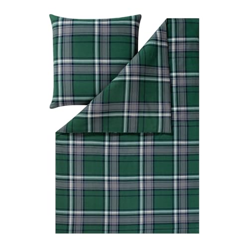 ESTELLA Kuschelflanell Bettwäsche Hannes tanne 1 Bettbezug 135 x 200 cm + 1 Kissenbezug 80 x 80 cm von ESTELLA