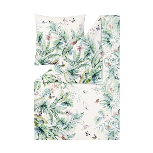 ESTELLA Mako Interlock Jersey Bettwäsche Dominique grün 1 Bettbezug 135 x 200 cm + 1 Kissenbezug 80 x 80 cm von ESTELLA