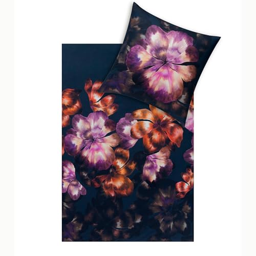 ESTELLA Mako Interlock Jersey Bettwäsche Emilia dunkelblau 1 Bettbezug 155 x 220 cm + 1 Kissenbezug 80 x 80 cm von ESTELLA