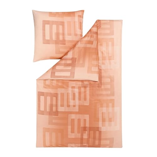 ESTELLA Mako Interlock Jersey Bettwäsche Fabian pfirsich 1 Bettbezug 155 x 220 cm + 1 Kissenbezug 80 x 80 cm von ESTELLA