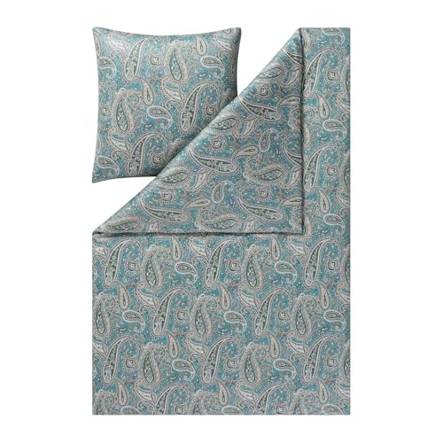 ESTELLA Mako Interlock Jersey Bettwäsche Hannah Salbei 1 Bettbezug 155 x 220 cm + 1 Kissenbezug 80 x 80 cm von ESTELLA