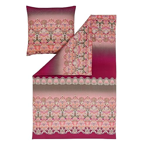 ESTELLA Mako Interlock Jersey Bettwäsche Khira Rubin 1 Bettbezug 155 x 220 cm + 1 Kissenbezug 80 x 80 cm von ESTELLA