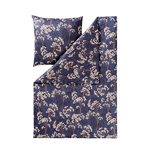 ESTELLA Mako Interlock Jersey Bettwäsche Riona Nachtblau 1 Bettbezug 155 x 220 cm + 1 Kissenbezug 80 x 80 cm von ESTELLA