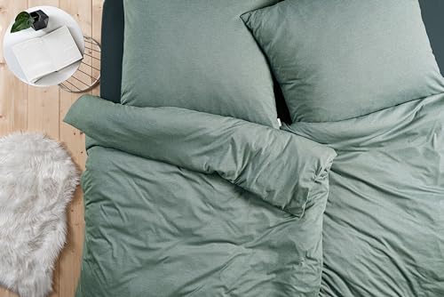 ESTELLA Mako Interlock Jersey Bettwäsche Uni Takoma Mint, 1 Bettbezug 135 x 200 cm + 1 Kissenbezug 80 x 80 cm von ESTELLA