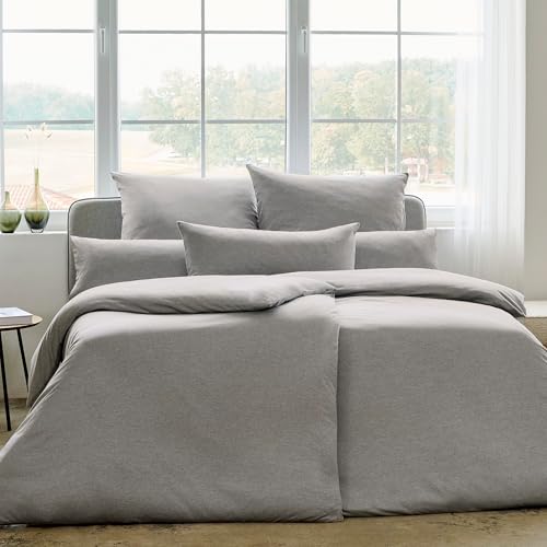 ESTELLA Mako Interlock Jersey Uni Bettwäsche | 100% Baumwolle | trocknerfest und bügelfrei | 155x220 cm + 80x80 cm | Farbe: Grau ESTELLA Mako Interlock Jersey Uni Bettwäsche | 100% Baumwolle | trocknerfest und bügelfrei | 155x220 cm + 80x80 cm | Farbe: Grau von ESTELLA