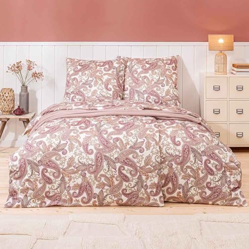 ESTELLA Mako Jersey Bettwäsche 135x200 Amadeus Koralle Paisley pink 6955-290 von ESTELLA