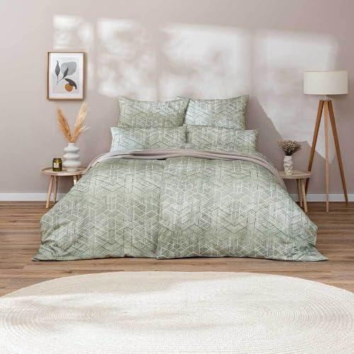 ESTELLA Mako-Satin Bettwäsche 135x200 Joaquin Khaki Rauten grün Natur 7909-16 ESTELLA Mako-Satin Bettwäsche 135x200 Joaquin Khaki Rauten grün Natur 7909-16 von ESTELLA