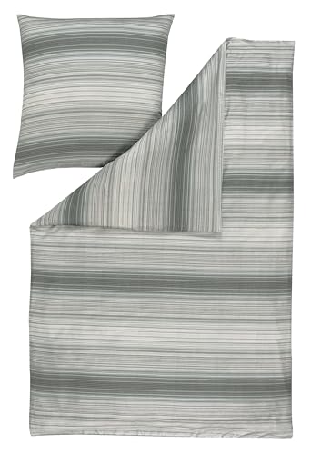 ESTELLA Mako-Satin-Bettwäsche Kiran 7921-810, grau, Größe:135x200 cm + 80x80 cm von ESTELLA