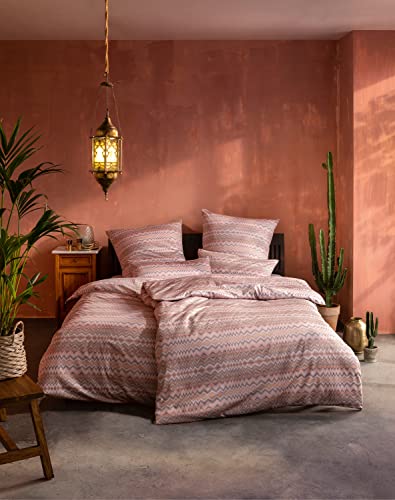 ESTELLA Mako-Satin Bettwäsche Nuria Terracotta 135x200 cm + 80x80 cm + 40x80 cm von ESTELLA