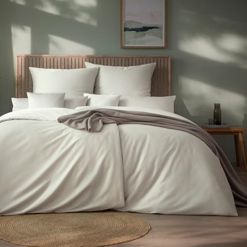 ESTELLA Mako Satin Bettwäsche Set Uni - 100% Baumwolle - trocknerfest - Garantie Reißverschluss - 135x200 cm + 80x80 cm - Farbe: Elfenbein ESTELLA Mako Satin Bettwäsche Set Uni - 100% Baumwolle - trocknerfest - Garantie Reißverschluss - 135x200 cm + 80x80 cm - Farbe: Elfenbein von ESTELLA