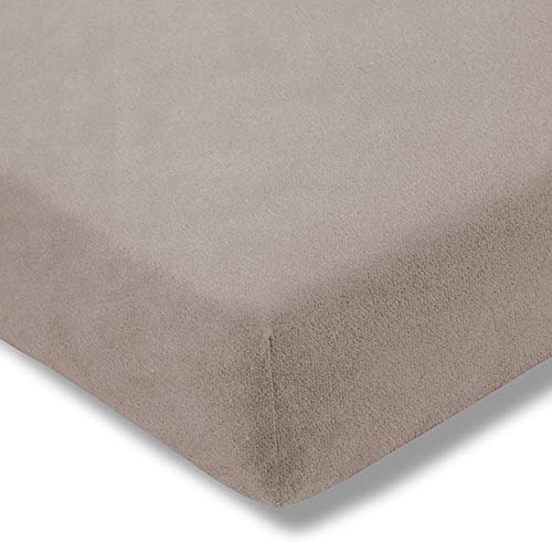 ESTELLA Spannbetttuch Samt Velours | Kiesel | Frottee | 100x200 cm | passend für Matratzen 90-100 cm (Breite) x 190-200 cm (Länge) | trocknerfest und bügelfrei | 80% Baumwolle 20% Polyester von ESTELLA