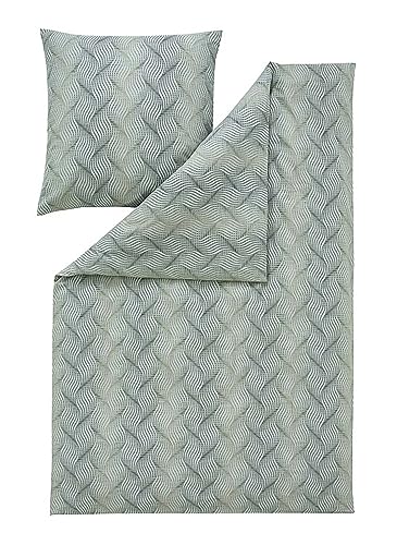 ESTELLA Samt und Seide Flanell Bettwäsche Solaro 5455 Fb. 545 Alge 135x200 + 80x80 cm von ESTELLA