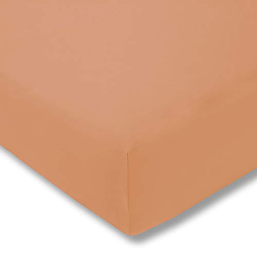 ESTELLA Spannbetttuch Feinjersey | Apricot | 100x200 cm | passend für Matratzen 90-100 cm (Breite) x 190-200 cm (Länge) | trocknerfest und bügelfrei | 100% Baumwolle von ESTELLA