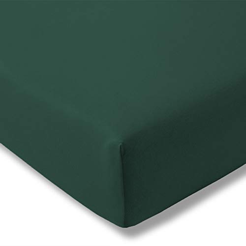 ESTELLA Spannbetttuch Feinjersey | Blautanne | 200x200 cm | passend für Matratzen 180-200 cm (Breite) x 200 cm (Länge) | trocknerfest und bügelfrei | 100% Baumwolle von ESTELLA