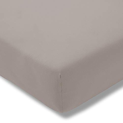 ESTELLA Spannbetttuch Feinjersey | Kiesel | 100x200 cm | passend für Matratzen 90-100 cm (Breite) x 190-200 cm (Länge) | trocknerfest und bügelfrei | 100% Baumwolle von ESTELLA