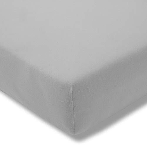 ESTELLA Spannbetttuch Feinjersey | Platin | 100x220 cm | passend für Matratzen 100 cm (Breite) x 220 cm (Länge) | trocknerfest und bügelfrei | 100% Baumwolle von ESTELLA