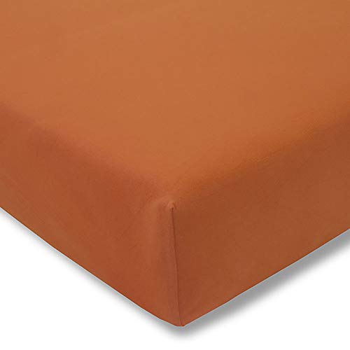 ESTELLA Spannbetttuch Feinjersey | Terracotta | 200x200 cm | passend für Matratzen 180-200 cm (Breite) x 200 cm (Länge) | trocknerfest und bügelfrei | 100% Baumwolle von ESTELLA