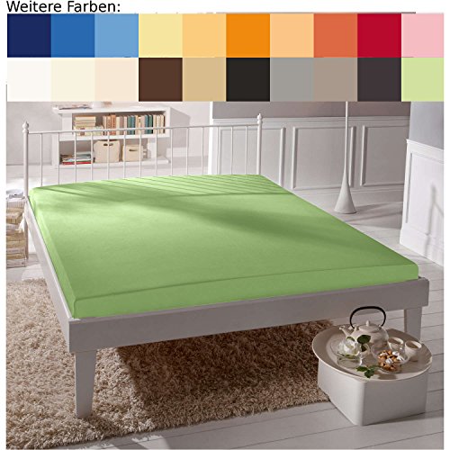 ESTELLA Spannbetttuch Feinjersey | Maigrün | 100x200 cm | passend für Matratzen 90-100 cm (Breite) x 190-200 cm (Länge) | trocknerfest und bügelfrei | 100% Baumwolle von ESTELLA