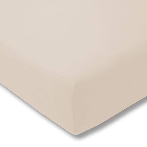 ESTELLA Spannbetttuch Zwirnjersey | Puder | 150x200 cm | passend für Matratzen 140-160 cm (Breite) x 200-220 cm (Länge) | trocknerfest und bügelfrei | 100% Baumwolle | 97% Baumwolle 3% Elastan von ESTELLA