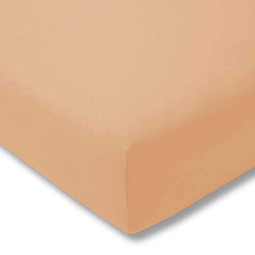 ESTELLA Spannbetttuch Zwirnjersey | Sand | 100x200 cm | passend für Matratzen 90-120 cm (Breite) x 200-220 cm (Länge) | trocknerfest und bügelfrei | 97% Baumwolle 3% Elastan von ESTELLA