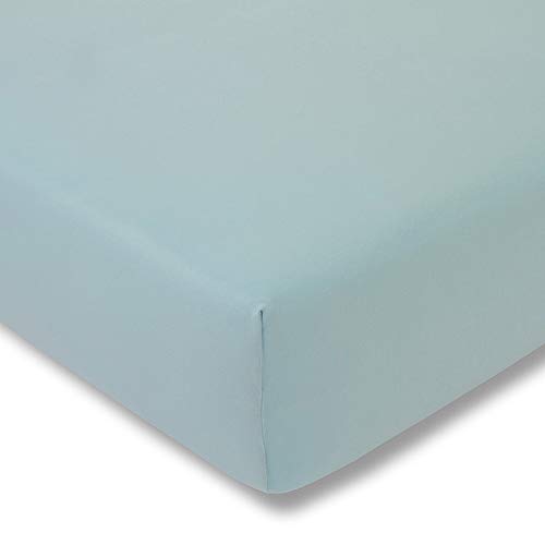 ESTELLA Topper-Spannbetttuch Zwirnjersey | Azur | 100x200 cm | passend für Topperhöhen von 7-10 cm | trocknerfest und bügelfrei | 97% Baumwolle 3% Elastan von ESTELLA