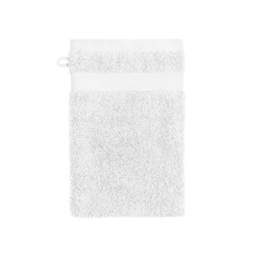 ESTELLA Waschhandschuh Luxor | Weiss | 16x21 cm | Wohlfühl-Frottierserie aus 100% Baumwolle in 600 g/m² Qualität | trocknergeeignet | flauschig und saugstark | ideal fürs Badezimmer oder Spa von ESTELLA