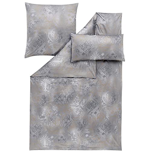 ESTELLA Bettwäsche Svizzera grau Schweizer Premium Satin (1 x 80x80 cm + 1 x 155x220 cm + 1 x 40x80 cm) von ESTELLA