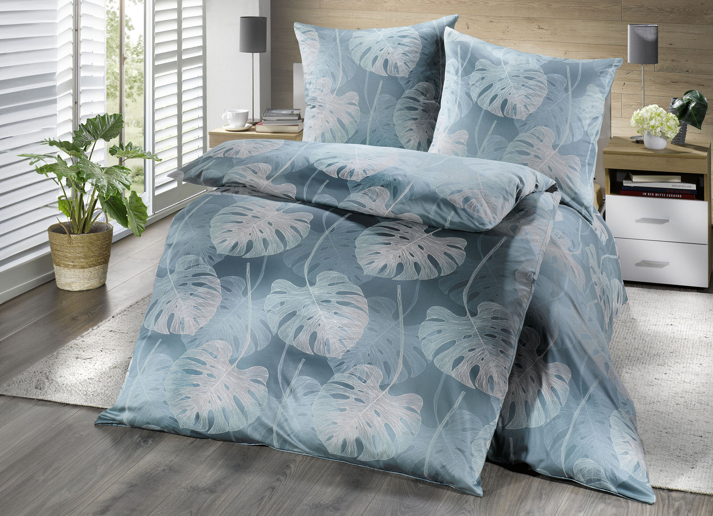 Mako-Satin Bettwäsche-Garnitur von Estella, Größe 114 (80/80 cm + 155/200 cm), Grün von ESTELLA