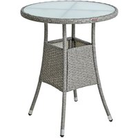 Beistelltisch Tisch Polyrattan Gartentisch Rattan Balkontisch Rund Grau-Mix von ESTEXO