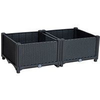 Blumenbeet Hochbeet Gemüsebeet 80x40x26 cm Pflanzbeet Polyrattan Pflanzkasten Schwarz von ESTEXO