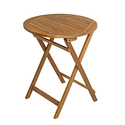 ESTEXO Balkontisch Klapptisch Holztisch Ø 60 cm Gartentisch Tisch Akazie Beistelltisch klappbar Gartenmöbel von ESTEXO