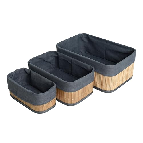 ESTEXO Bambuskorb Set Aufbewahrungsbox 3 Größen Aufbewahrungskorb Bambus Organizer von ESTEXO