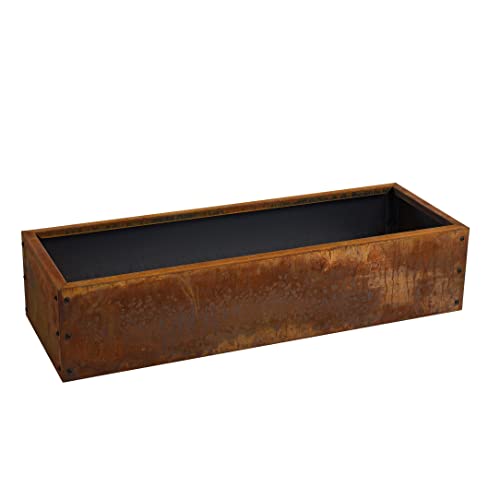 ESTEXO Beeteinfassung Beetumrandung Edelrost Hochbeet Rost Cortenstahl Umrandung Rahmen Pflanzbeet Pflanzkasten Blumenkasten (115x40x25 cm) von ESTEXO