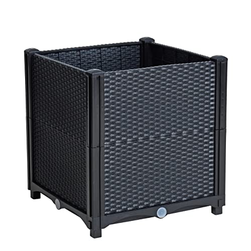 ESTEXO Blumenbeet Hochbeet Gemüsebeet 40x40x44 cm Pflanzbeet Polyrattan Pflanzkasten Schwarz ESTEXO Blumenbeet Hochbeet Gemüsebeet 40x40x44 cm Pflanzbeet Polyrattan Pflanzkasten Schwarz von ESTEXO
