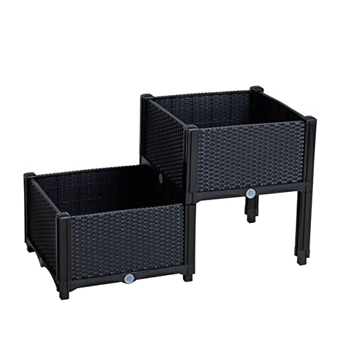 ESTEXO Blumenbeet Hochbeet Gemüsebeet 77x40x44 cm Pflanzbeet Polyrattan Pflanzkasten Schwarz von ESTEXO