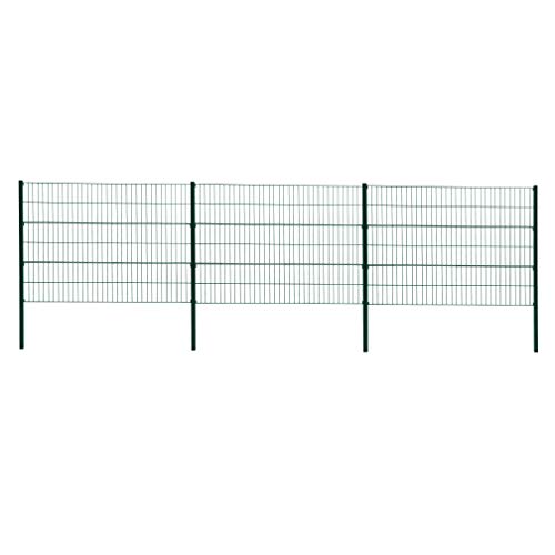 ESTEXO Doppelstabmattenzaun Gitterzaun Drahtgitter Garten-Zaun Stabmattenzaun Pfosten Zaunset Komplett-Set Erweiterungs-Set oder einzelne Pfosten oder Eckpfosten (RAL 6005 / Komplett-Set 120 cm) von ESTEXO