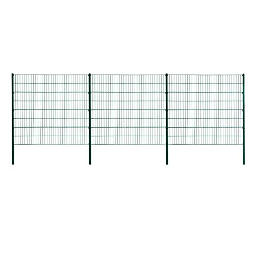 ESTEXO Doppelstabmattenzaun Gitterzaun Drahtgitter Garten-Zaun Stabmattenzaun Pfosten Zaunset Komplett-Set Erweiterungs-Set oder einzelne Pfosten oder Eckpfosten (RAL 6005 / Komplett-Set 160 cm) von ESTEXO