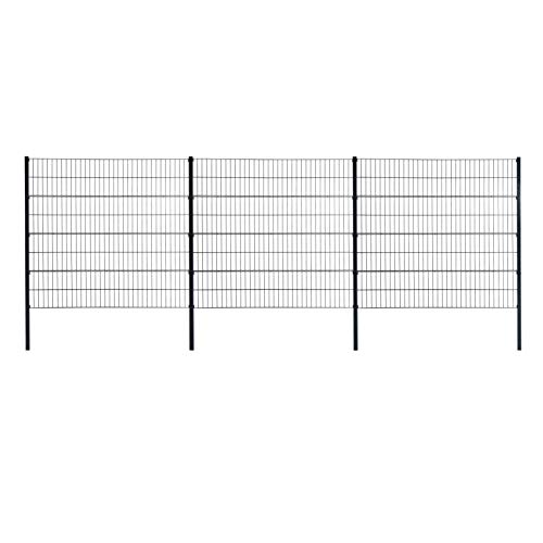 ESTEXO Doppelstabmattenzaun Gitterzaun Drahtgitter Garten-Zaun Stabmattenzaun Pfosten Zaunset Komplett-Set Erweiterungs-Set oder einzelne Pfosten oder Eckpfosten (RAL 7016 / Komplett-Set 160 cm) von ESTEXO