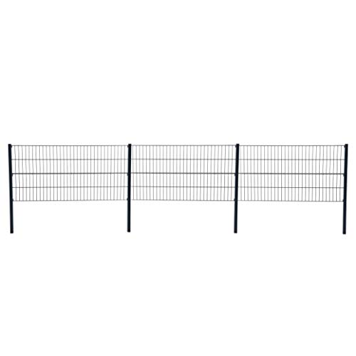 ESTEXO Doppelstabmattenzaun Gitterzaun Drahtgitter Garten-Zaun Stabmattenzaun Pfosten Zaunset Komplett-Set Erweiterungs-Set oder einzelne Pfosten oder Eckpfosten (RAL 7016 / Komplett-Set 80 cm) von ESTEXO