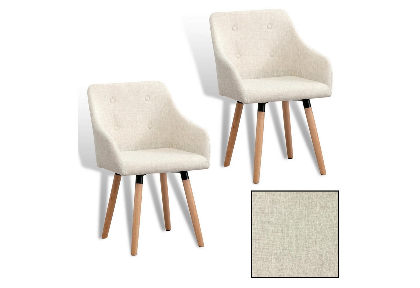 ESTEXO Esszimmerstuhl Küchenstuhl Stuhl 2er Set Vintage Essstuhl Stoffbezug Holz Beige ESTEXO Esszimmerstuhl Küchenstuhl Stuhl 2er Set Vintage Essstuhl Stoffbezug Holz Beige von ESTEXO