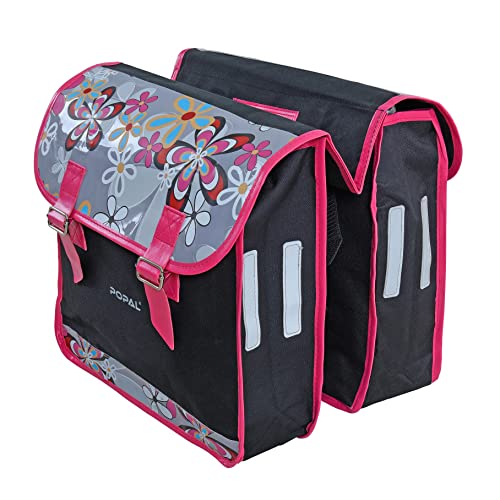 ESTEXO Fahrradtasche Doppel Gepäckträgertasche Tasche Seitentasche Gepäcktasche für Fahrrad Packtasche Pink Blumen von ESTEXO