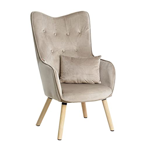 ESTEXO Fernsehsessel TV Sessel Lounge Relaxsessel Polstersessel Lesesessel Stoff Kissen Beige/Grau Samt von ESTEXO