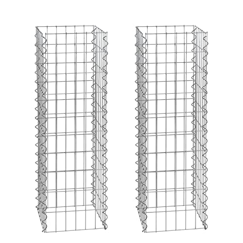 ESTEXO Gabionen-Säulen im 2er Set, 4-Eck 30x30 cm, 100 cm Höhe, inklusive Spiralen von ESTEXO