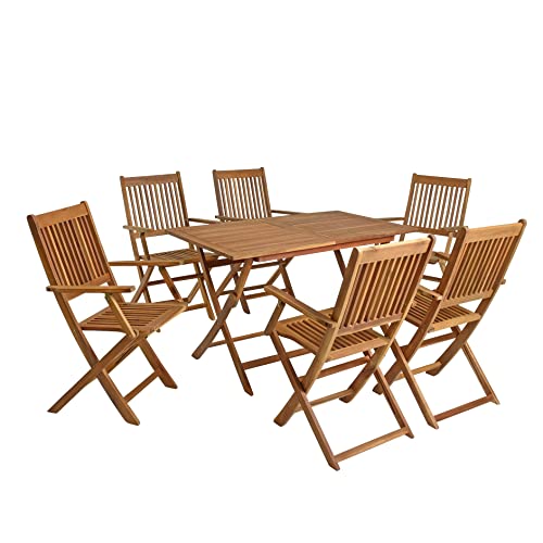 ESTEXO Gartenmöbel Set Sitzgruppe Gartentisch Eckig 6 Stühle mit Armlehne Sitzgarnitur von ESTEXO