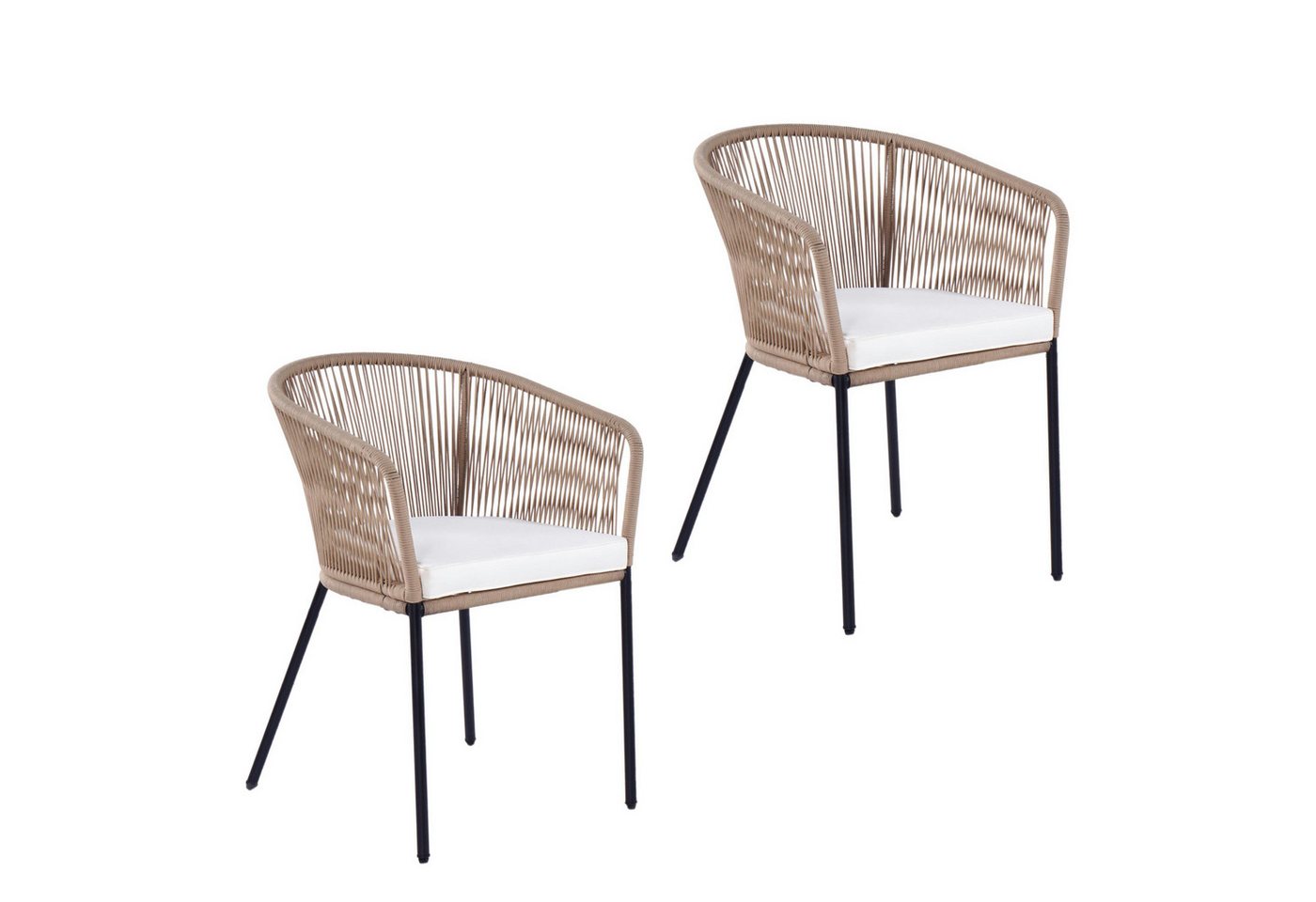 ESTEXO Gartenstuhl Gartenstuhl Lounge Stuhl 2er Set Gartensessel Rope Loungesessel Outdoo von ESTEXO