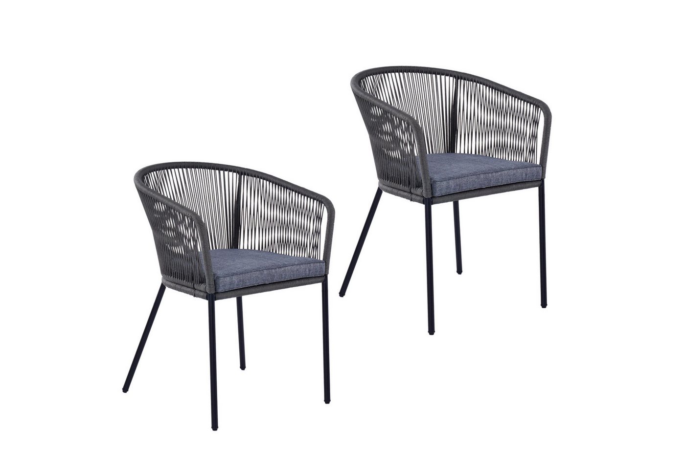 ESTEXO Gartenstuhl Gartenstuhl Lounge Stuhl 2er Set Gartensessel Rope Loungesessel Outdoo von ESTEXO