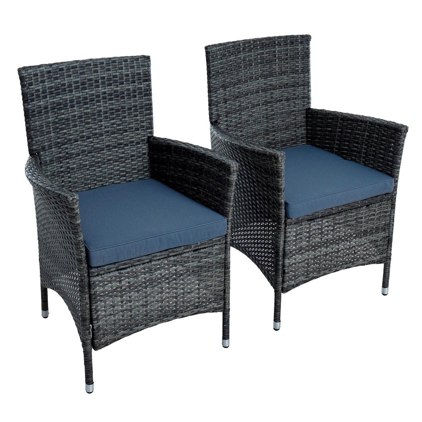 ESTEXO Gartenstuhl Rattan Gartensessel Polyrattan Stuhl 2er Set Sessel Anthrazit-Grau ESTEXO Gartenstuhl Rattan Gartensessel Polyrattan Stuhl 2er Set Sessel Anthrazit-Grau von ESTEXO